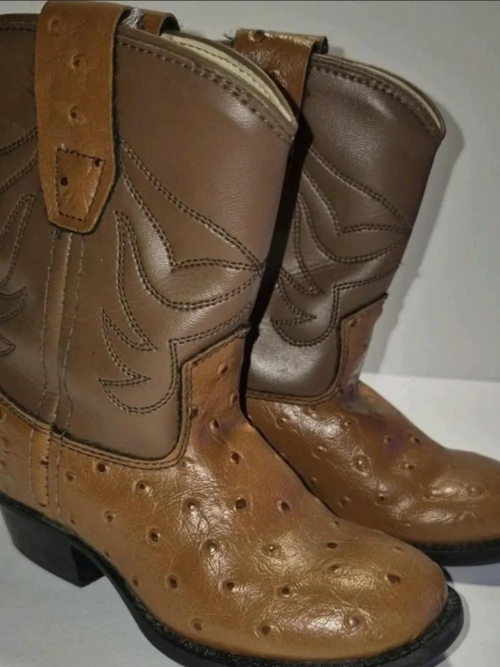 Old West Two-Tone Brown Kids Western Boots